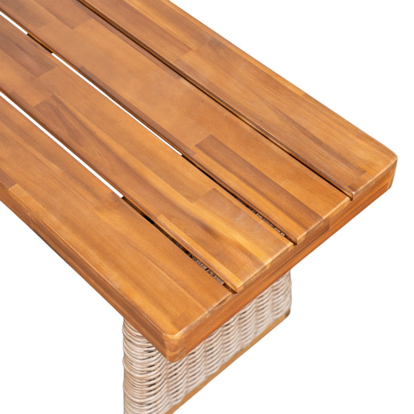 English Elm Christopher Knight Home® - Outdoor Acacia Wood Bench Set Of 2 - Stylish Teak Finish With Brown Wicker Accents For Comfort N773P286715B