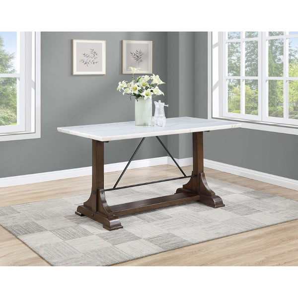 English Elm Tremont Genuine Marble Top Trestle Counter Height Dining Table Seats Six B062S01392