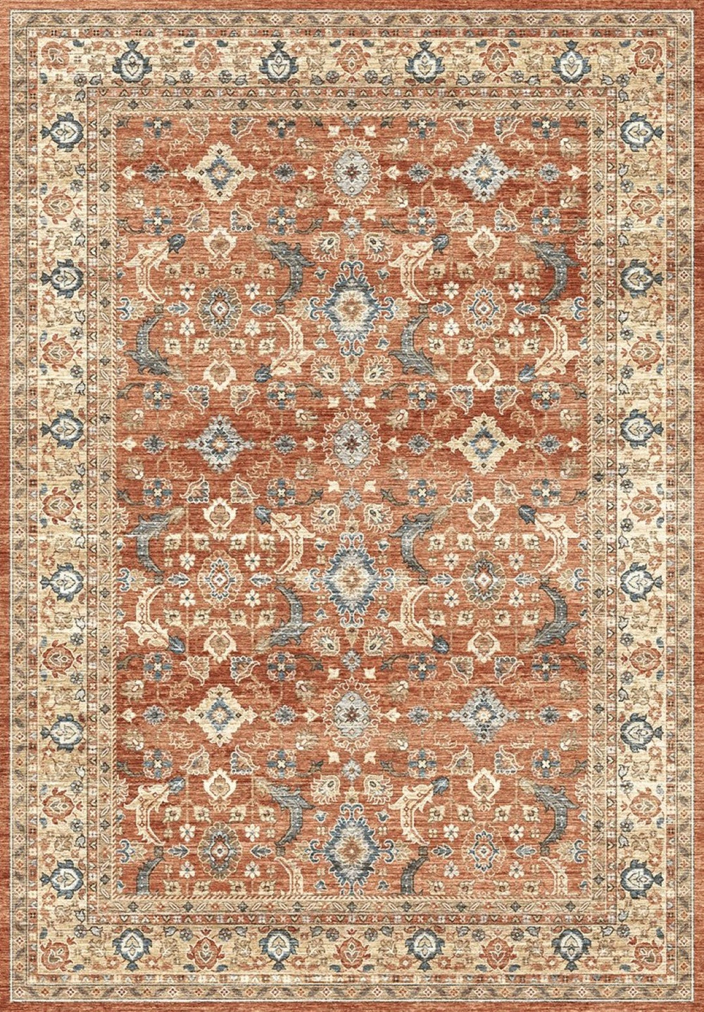 English Elm Majestic Traditional Polyester Area Rug Warm Red Pattern for Living or Dining Rooms B186P428862