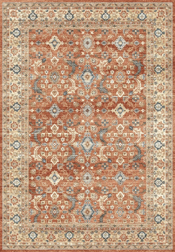 English Elm Majestic Traditional Polyester Area Rug Warm Red Pattern for Living or Dining Rooms B186P428862