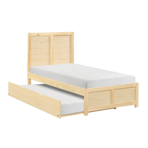 English Elm Contemporary Natural Pine Twin Bed Tall Headboard Slat Support Farmhouse Bedroom Frame B011S02459