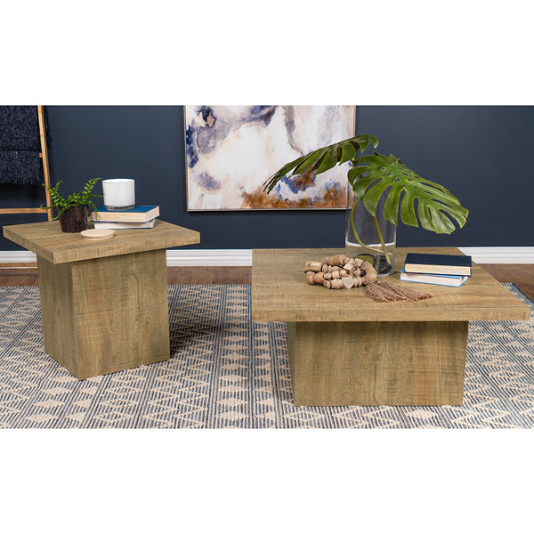 English Elm Exeter Mango Square Coffee Table with Natural Grain, Rustic-Modern Engineered Wood, 35.5" Square B062P375994