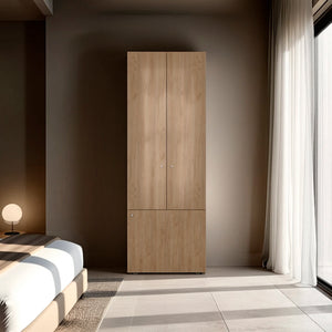 English Elm Soham Closet System Duo Macadamia Beige - 3-Door Engineered Wood Organizer with 5 Adjustable Shelves Durable Elegance B092P360639