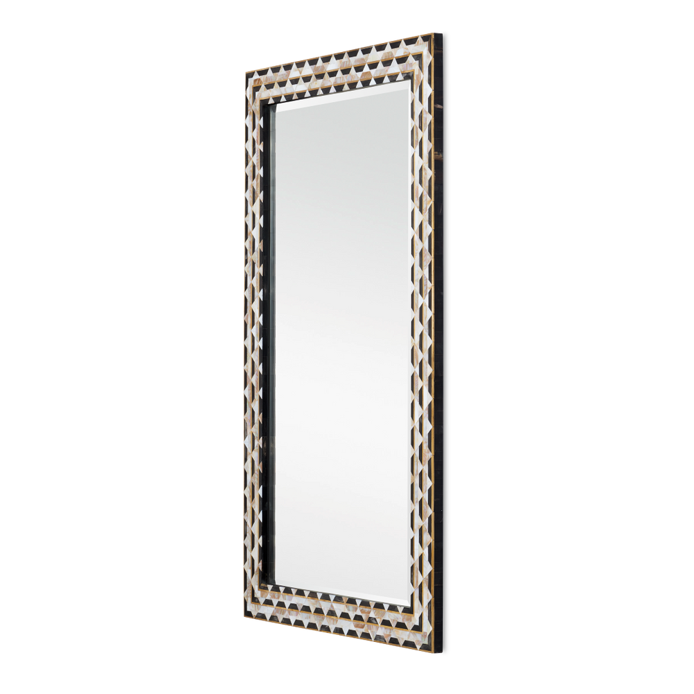 Macy Rectangular Mirror - Elegant Artisanal Design with Mother of Pearl, Horn & Brass Frame