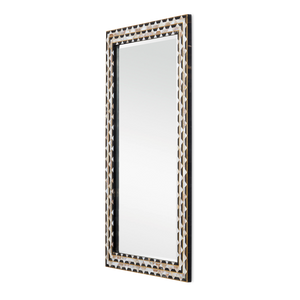 Macy Rectangular Mirror - Elegant Artisanal Design with Mother of Pearl, Horn & Brass Frame