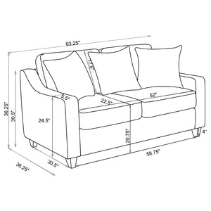 English Elm Mahaffey Chenille Loveseat with Sloped Arms Boxed Cushions and Tapered Wood Legs B062P357783