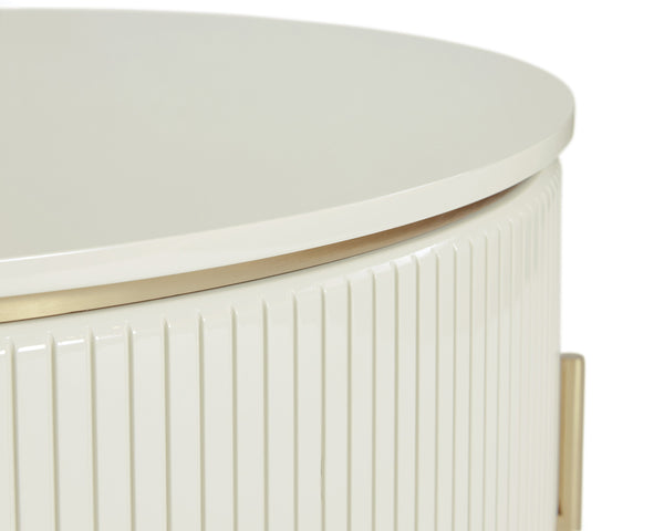 Sunpan Paloma Luxurious Lift Top Coffee Table with Gold Stainless Steel Legs - High Gloss Cream Elegance