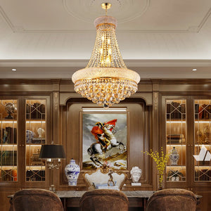 English Elm 24-Inch Gold Crystal Chandelier 12-Light French Empire Ceiling Light with 3000K LEDs, Pre-Assembled Elegance W2869P411736