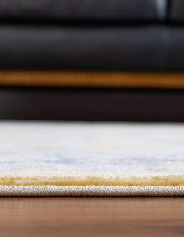 Unique Loom Baracoa Prado Machine Made Border Rug Yellow, Ivory/Gray 8' 2" x 8' 2"