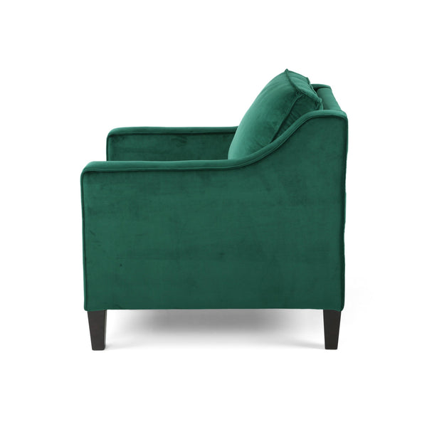 English Elm Christopher Knight Home® - Green Velvet Upholstered Club Chair with Tapered Legs, Tonal Piping & Luxe Polyester Velvet Comfort N758P268293G