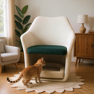 English Elm Furniture Plush 2-in-1 Pet-Friendly Mid Century Modern Accent Chair with Velvet Upholstery, Removable Base and Ergonomic Support for Living Room Dark Green,White N843P331164C