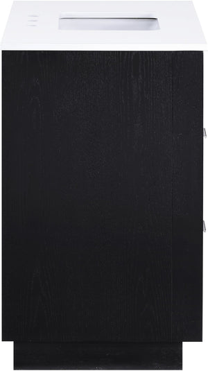 Meridian Furniture Willard Solid Wood Bathroom Vanity with Engineered Stone Top and Soft Close Drawer Storage Black 36 inches 436Black-36