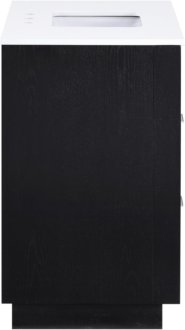 Meridian Furniture Willard Solid Wood Bathroom Vanity with Engineered Stone Top and Soft Close Drawer Storage Black 36 inches 436Black-36
