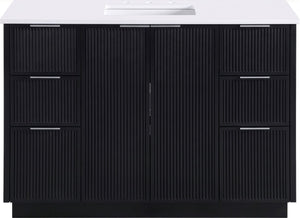 Meridian Furniture Willard Solid Wood Bathroom Vanity with Engineered Stone Top and Soft Close Drawer Storage Black 48 inches 436Black-48