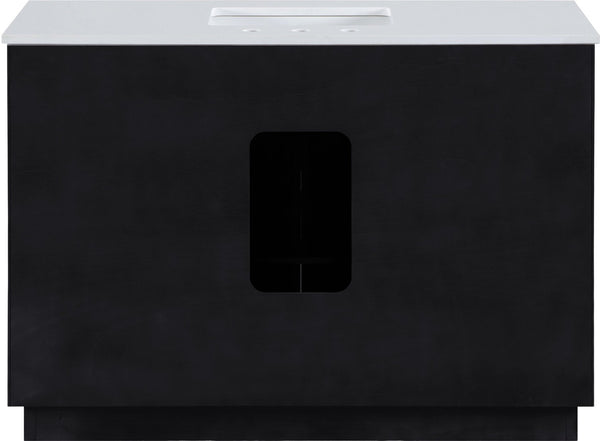 Meridian Furniture Willard Solid Wood Bathroom Vanity with Engineered Stone Top and Soft Close Drawer Storage Black 48 inches 436Black-48