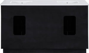 Meridian Furniture Willard Solid Wood Bathroom Vanity with Engineered Stone Top and Soft Close Drawer Storage Black 60 inches 436Black-60