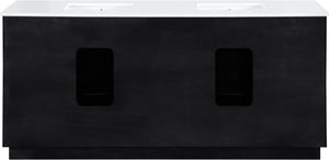 Meridian Furniture Willard Solid Wood Bathroom Vanity with Engineered Stone Top and Soft Close Drawer Storage Black 72 inches 436Black-72