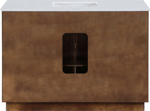 Meridian Furniture Willard Solid Wood Bathroom Vanity with Engineered Stone Top and Soft Close Drawer Storage Brown 48 inches 436Brown-48