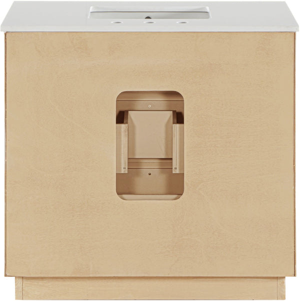 Meridian Furniture Willard Solid Wood Bathroom Vanity with Engineered Stone Top and Soft Close Drawer Storage Natural 36 inches 436Natural-36