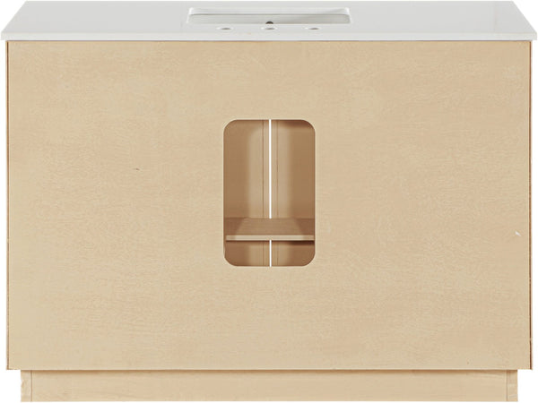 Meridian Furniture Willard Solid Wood Bathroom Vanity with Engineered Stone Top and Soft Close Drawer Storage Natural 48 inches 436Natural-48