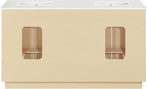 Meridian Furniture Willard Solid Wood Bathroom Vanity with Engineered Stone Top and Soft Close Drawer Storage Natural 60 inches 436Natural-60