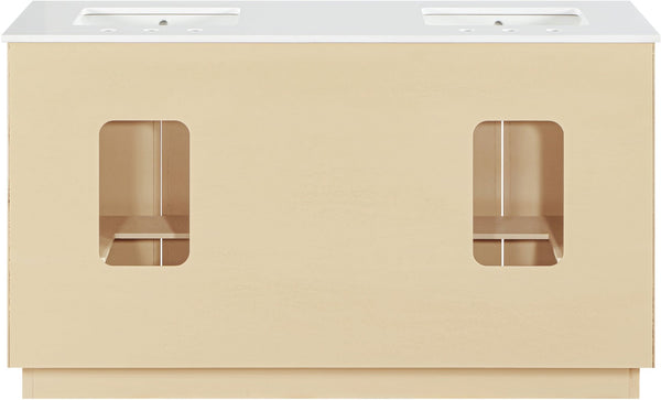 Meridian Furniture Willard Solid Wood Bathroom Vanity with Engineered Stone Top and Soft Close Drawer Storage Natural 60 inches 436Natural-60