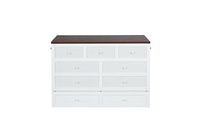 English Elm Murphy Cabinet Bed Full Pine Frame Built in Charging Station Drawer Studio Guest Room W504S00192