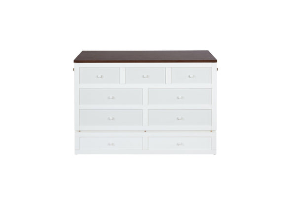 English Elm Murphy Cabinet Bed Full Pine Frame Built in Charging Station Drawer Studio Guest Room W504S00192