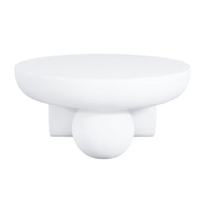 English Elm 27.5" Sculptural Round Coffee Table Hand-painted Gloss Finish for Modern Living Rooms White N772P384682W
