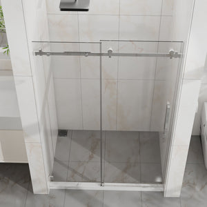 English Elm Goodyo Frameless Sliding Shower Door 48" X 72" - Durable 1/4" Tempered Glass, Easy-Clean Stainless Steel D163118744