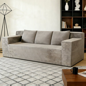 English Elm 71" Corduroy Tufted Loveseat with Deep Seat and Curved Back for Compact Living Spaces Camel W5571P440913