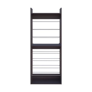 English Elm Wengue Tall Open Shoe Rack with 9 Spacious Shelves, Metal Rails, Sturdy Wood Frame, Modern Appeal B062P323162