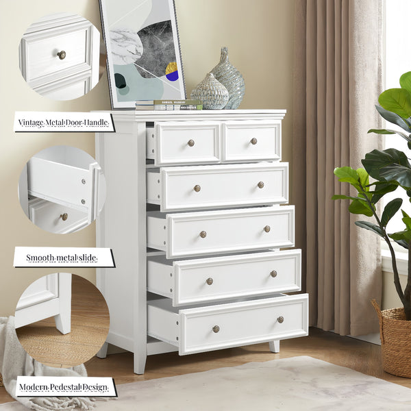 English Elm Modern 6-Drawer Dresser - Stylish Farmhouse Storage Solution With Vintage Hardware For Any Room W2275P149796