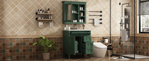 English Elm 30'' Bathroom Vanity Set With Mirror, Modern Freestanding Storage, 2 Drawers & Tip-Out Organizer SW000127AAF-3