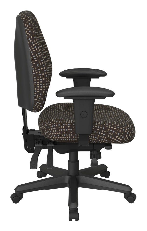 OSP Home Furnishings Ergonomics Chair Adjustable Lumbar Support Office Seat with Greenguard Certified Cushioned Back Cocoa 43808-K104