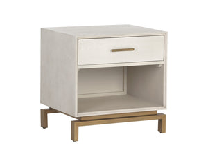 Sunpan Valencia Nightstand - Luxurious Eucalyptus & Oak Design with Brass Hardware for Elegant Bedrooms