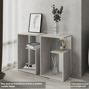 English Elm Side Table Sallis — Compact Engineered Wood Accent Table with Open Shelf, Portable Space-Saving Design Gray B092P309175