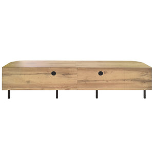 English Elm 70inch Rattan Door Media Console with Iron Legs Natural Wood Finish Living Room N710P429509P