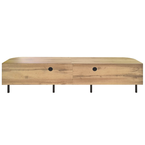 English Elm 70inch Rattan Door Media Console with Iron Legs Natural Wood Finish Living Room N710P429509P