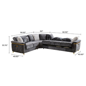 English Elm Argo Contemporary L-shaped Sectional Sofa with Steel Base and Six Seat Capacity Gray B009S02185