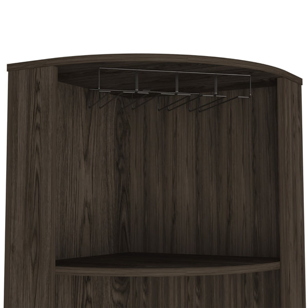 English Elm Seattle Tall Bar Cabinet with Eight Bottle Cubbies Open Shelving and Enclosed Storage B128P322509