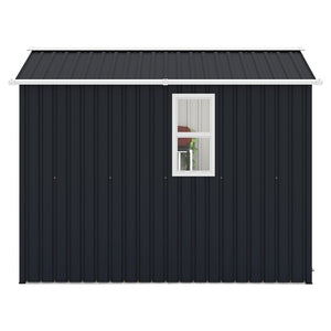 English Elm Campcraft 8x6 Outdoor Metal Storage Shed with Lockable Doors and Ventilation for Backyard Dark Gray W1598S00044