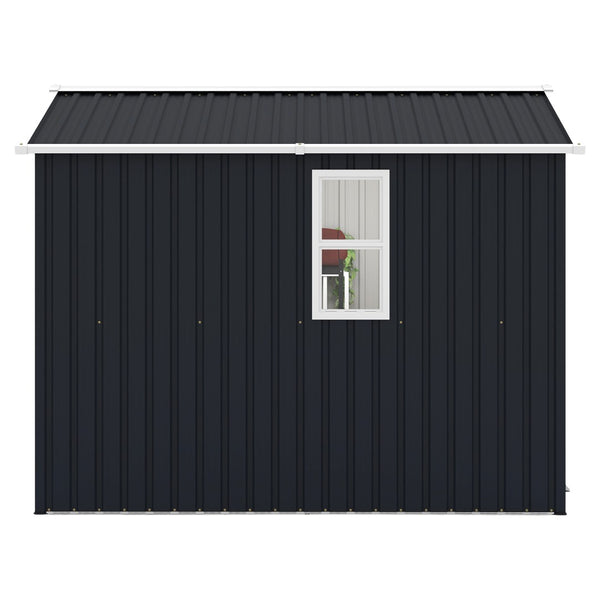 English Elm Campcraft 8x6 Outdoor Metal Storage Shed with Lockable Doors and Ventilation for Backyard Dark Gray W1598S00044