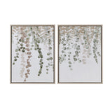 Botanical Waterfall Casual Eucalyptus 2-piece Framed Canvas Wall Decor Set