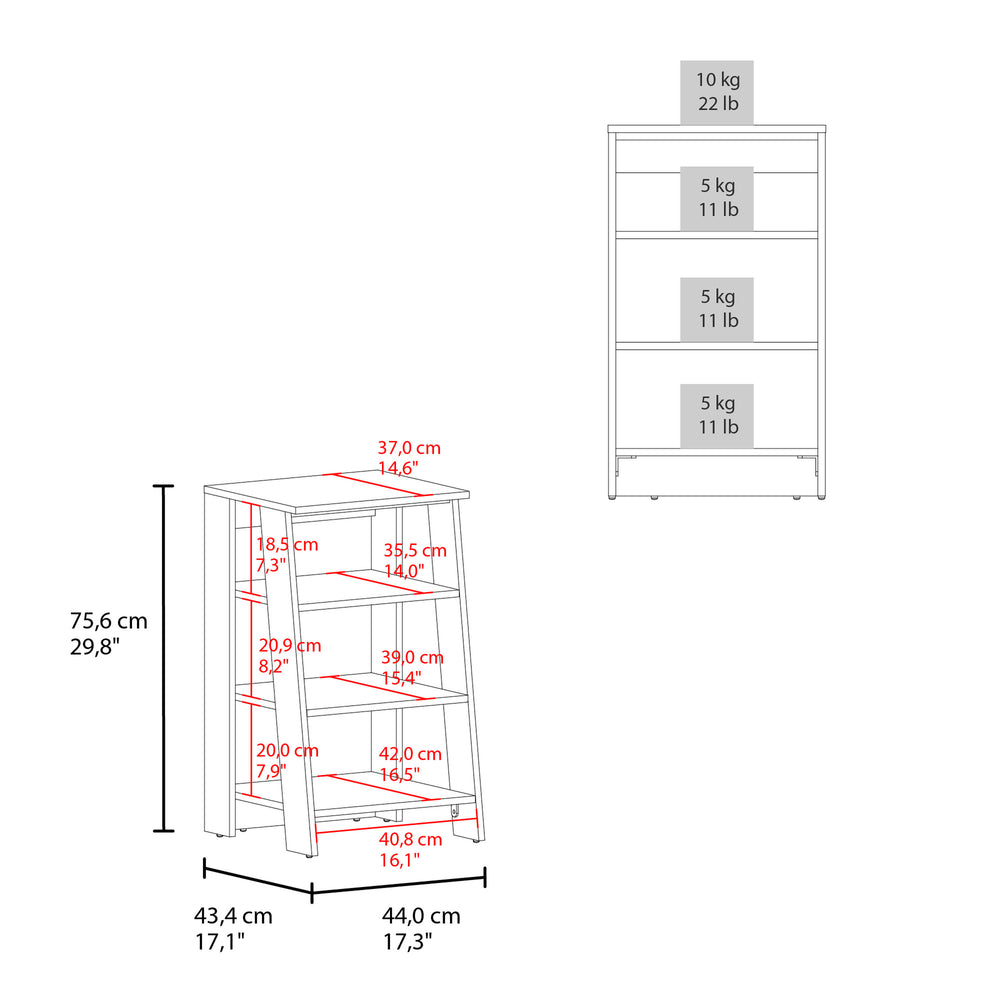 English Elm BATHBI 30" 4-Tier Ladder Shelf Organizer for Bathroom and Living Room — Slim, Sturdy Vertical Storage Solution White 34.7 L x 18.6 W x 3.2 H B200P240252