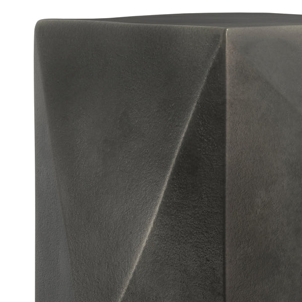 English Elm Danner Cast Aluminum Side Table in Graphite Finish — Handcrafted 17" Square End Table, Textured Robust Design B136P239037