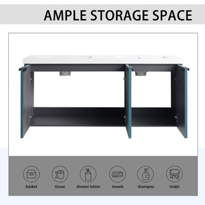 English Elm 48" Modern Wall-Mounted Bathroom Vanity With Resin Double Sink & Soft-Close Doors For Stylish Storage P1 W999S00351-GIGA