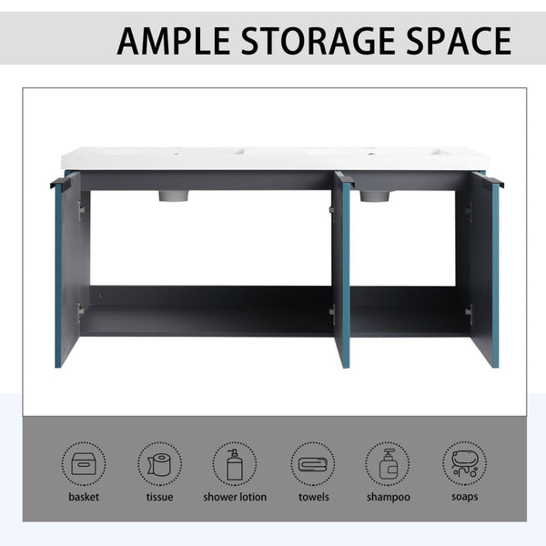 English Elm 48" Modern Wall-Mounted Bathroom Vanity With Resin Double Sink & Soft-Close Doors For Stylish Storage P1 W999S00351-GIGA