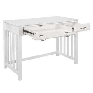 English Elm Modern Counter Height Writing Desk with Industrial Metal Frame and Distressed Wood Shelves, 60" White 47 L x 25.25 W x 12 H B011P232147