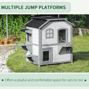 English Elm PawHut Wooden 2-Level Small Animal Habitat for Hamsters Mice Gerbils Guinea Pigs with Ramp and Ventilated Top White W2225P200691